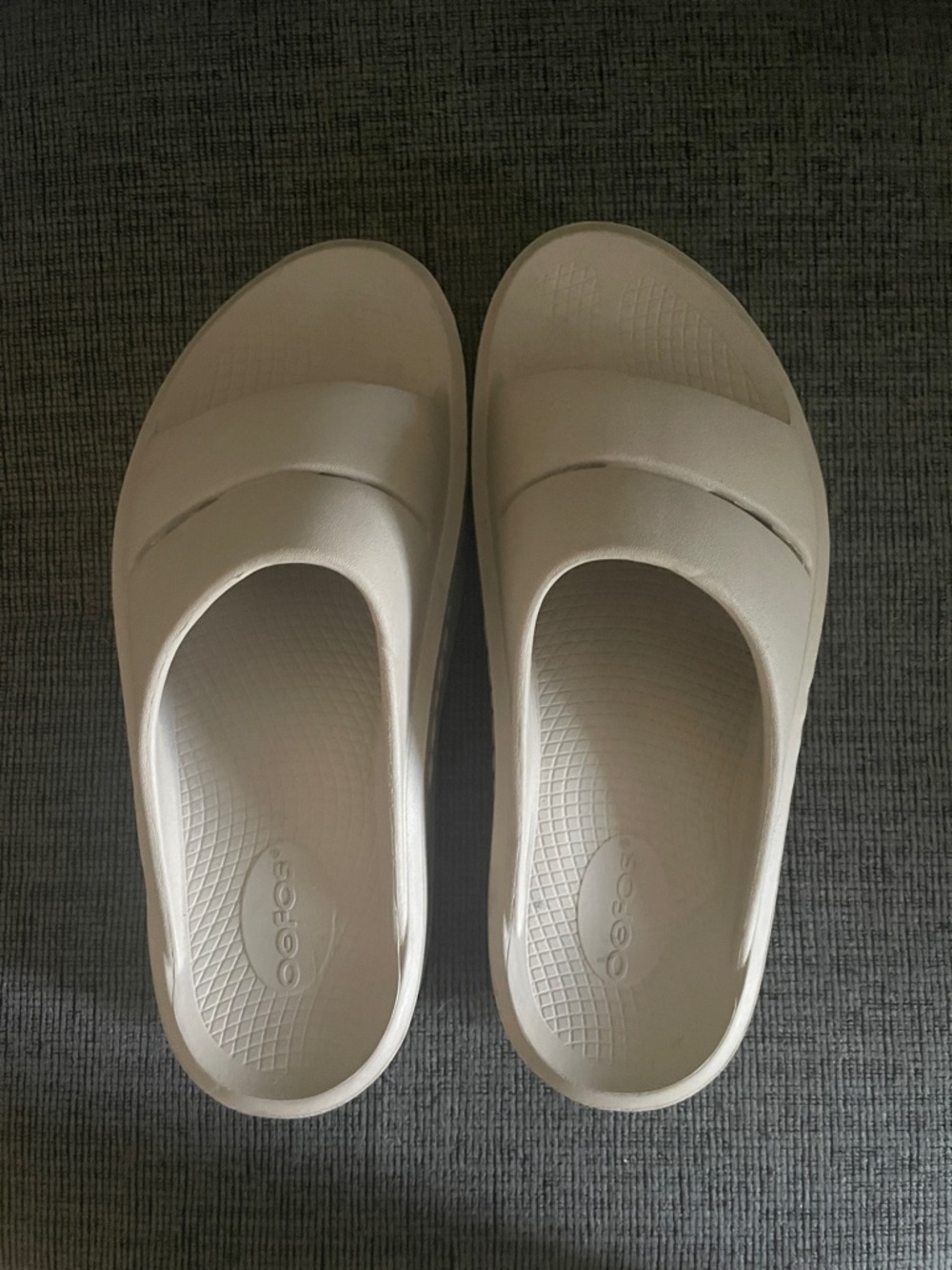 OOFOS Women’s Cream Slide Sandals - Cushioned Slip-On Comfort